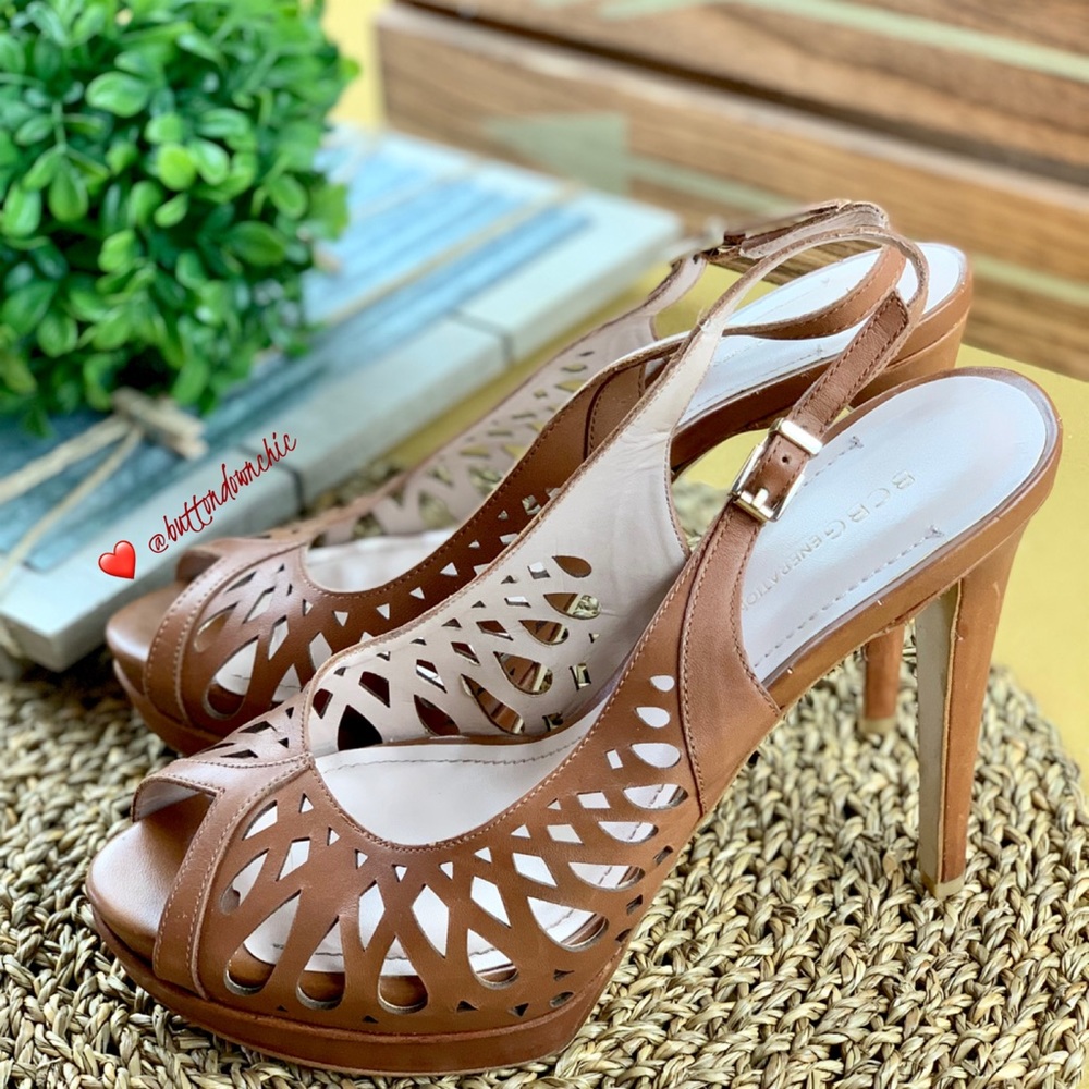 BCBG Duncan Slingback High Heels, Brown Size 8.5
